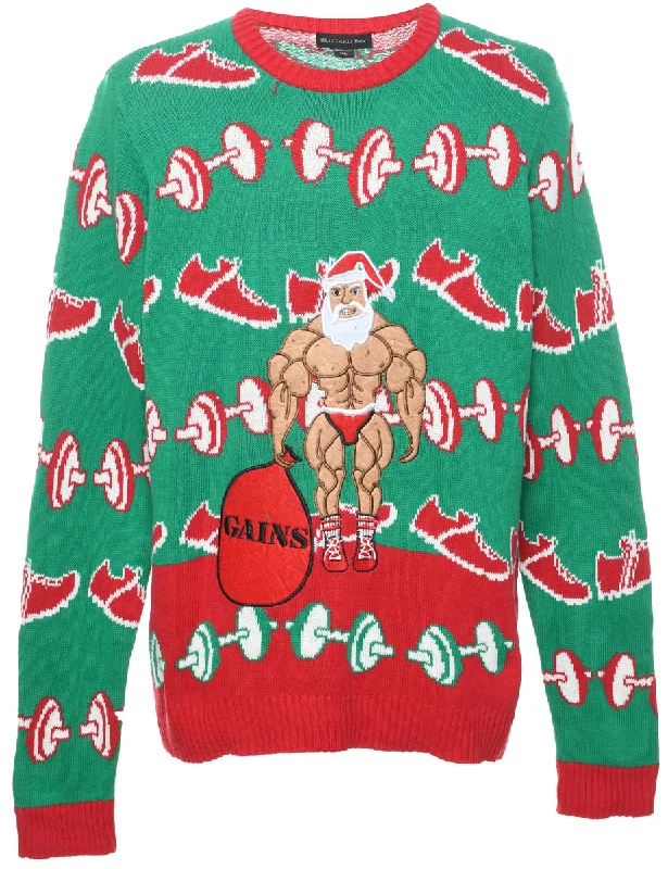 Festive Season Christmas Jumper - XL Boat Neck Shawl Collar Notched Collar