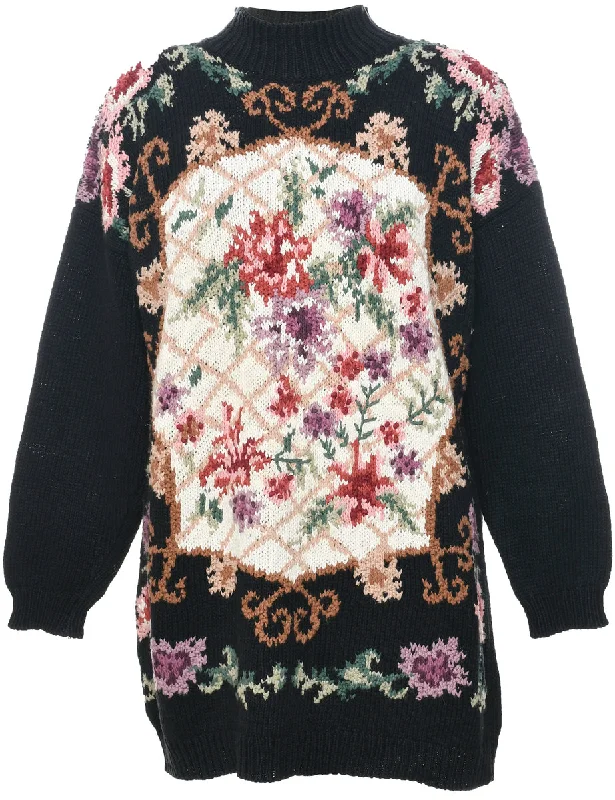 Floral Christmas Jumper - L Cotton Fabric Linen Fabric Terry Fabric