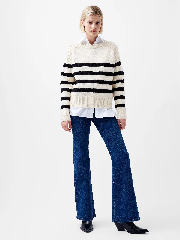 French Connection Quinley Jumper-Classic Cream/Black-78XGM Mesh Fabric Canvas Fabric Denim Fabric