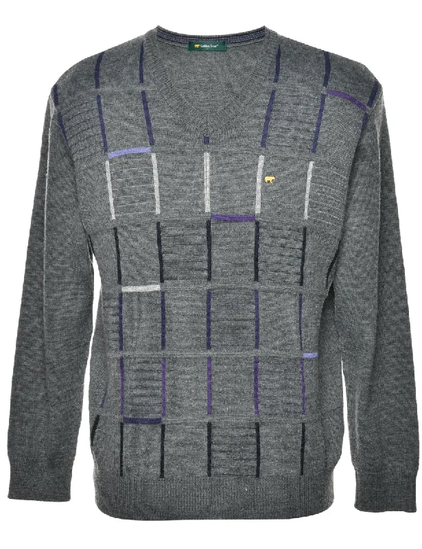 Geometric Pattern Jumper - L Polka Dot Checkered Tartan