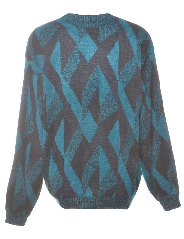 Geometric Pattern Jumper - L Mesh Blend Leather Blend Suede Blend