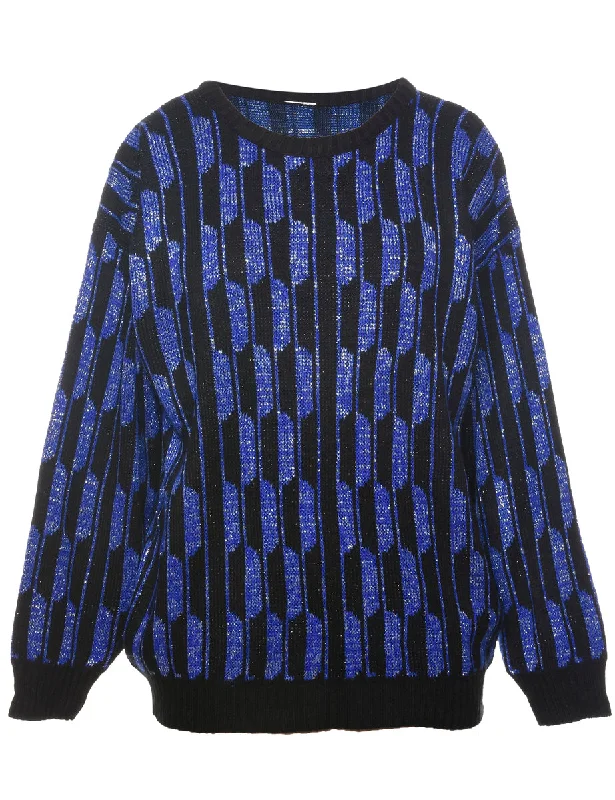 Geometric Pattern Jumper - L Collared Crew Neck Turtle Neck