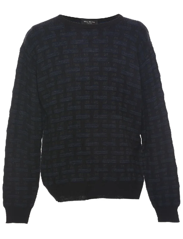 Geometric Pattern Jumper - L Knit Fabric Woven Fabric Fleece Fabric