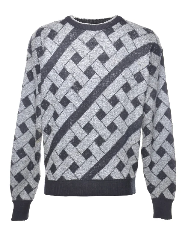 Geometric Pattern Jumper - M Boxy Sweater Fitted Sweater A-Line