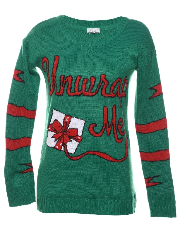Green Christmas Jumper - M Slim Fit Regular Fit Oversized