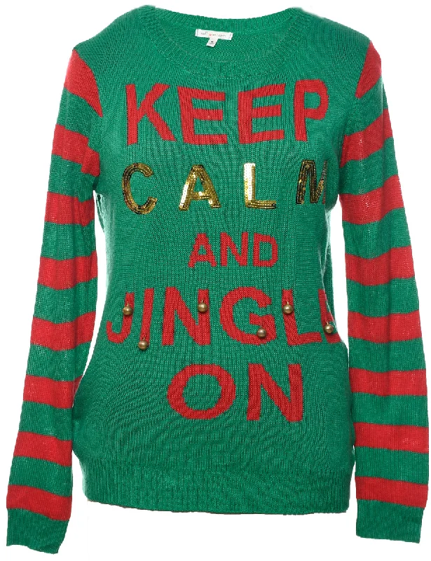 Green Christmas Jumper - M Slim Fit Regular Fit Oversized