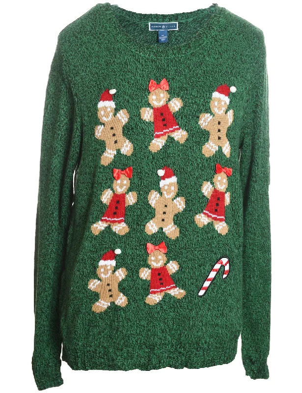 Green Christmas Jumper - XL Terry Terry Cloth Terry Knit
