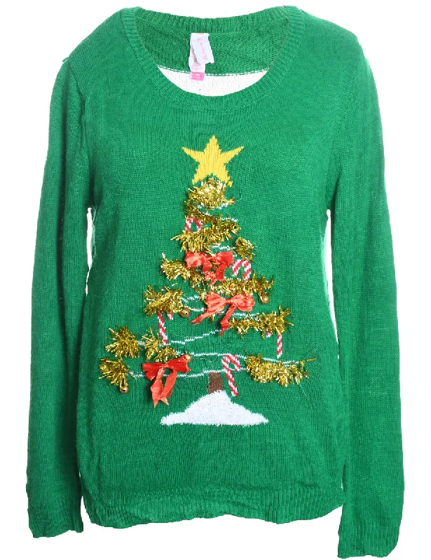 Green Christmas Jumper - XL Modern Contemporary Chic