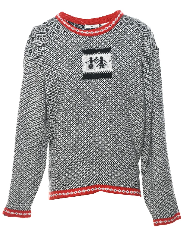 Grey Nordic Jumper - M Machine Wash Dry Clean Hand Wash