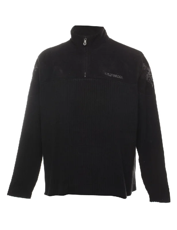 Harley Davidson Polo Neck Jumper - L Machine Wash Dry Clean Hand Wash