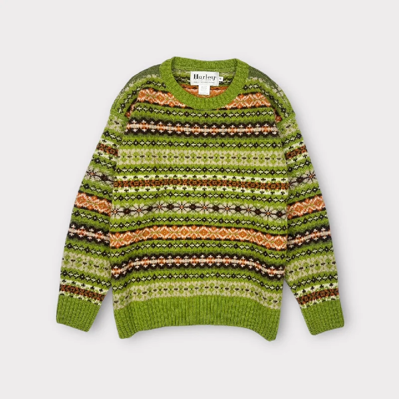 Harley Of Scotland Lambswool Fair-Isle Jumper Calypso Knit Fabric Woven Fabric Fleece Fabric