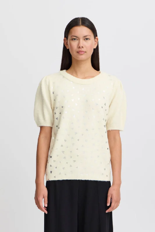 Ichi Corinne Jumper-Birch-20122178 Satin Blend Silk Blend Wool Blend