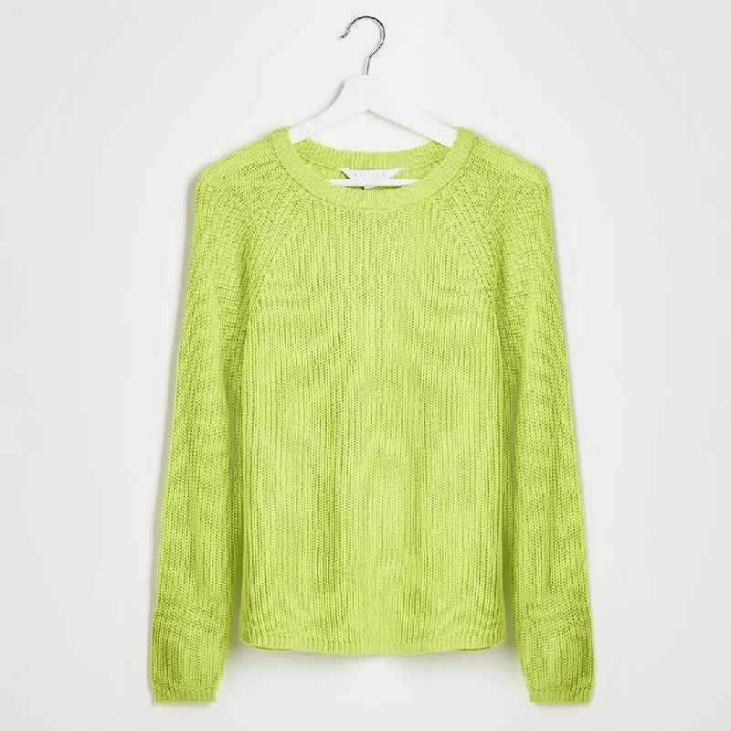 Ladies Lime Raglan Sleeve Jumper Seamless Knitted Crochet
