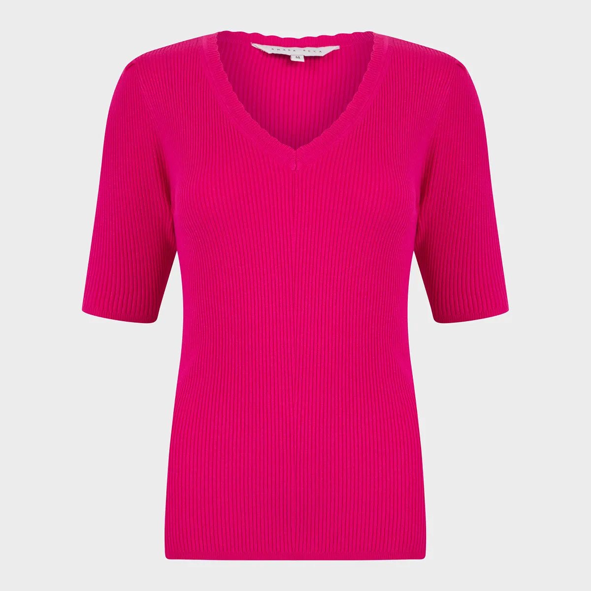 Ladies Ribbed Short Sleeve Jumper Stretchy Elastic Breathable