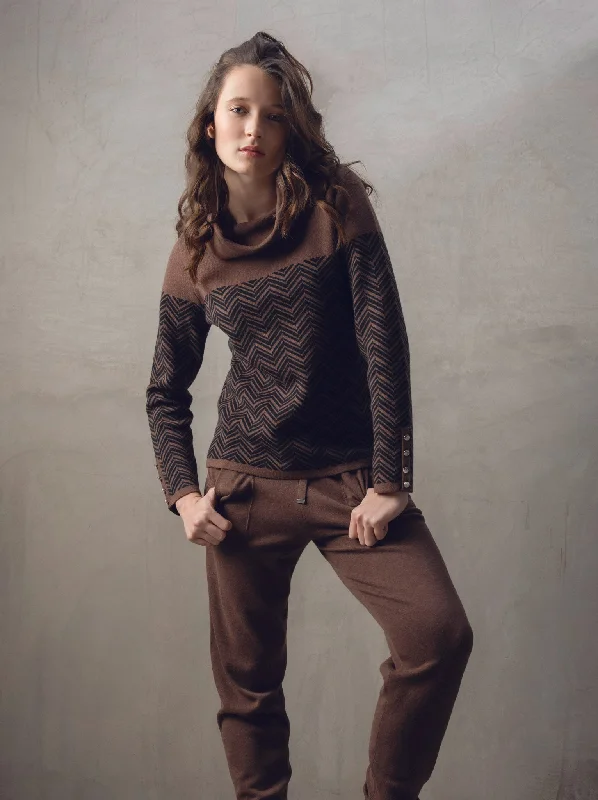 Marble  Ladies JUMPER Brown Velvet Chenille Corduroy