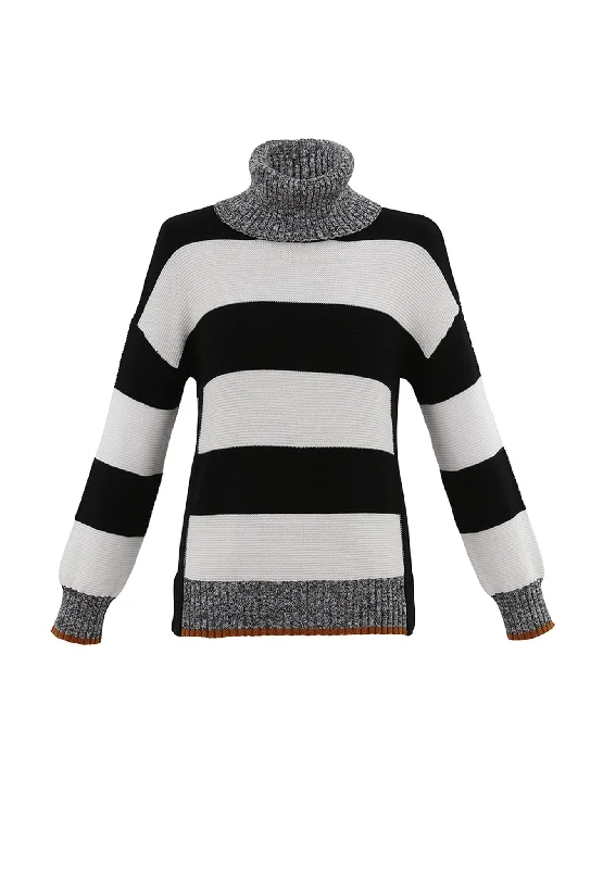 Marble Ladies LARGE STRIPES JUMPER Black & White Tailored Straight A-Line