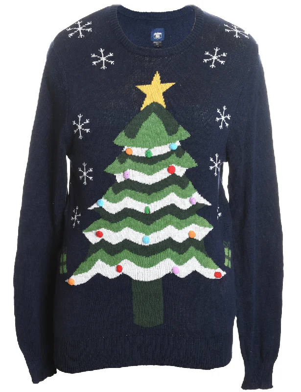 Navy Christmas Jumper - S Thin Thick Dense