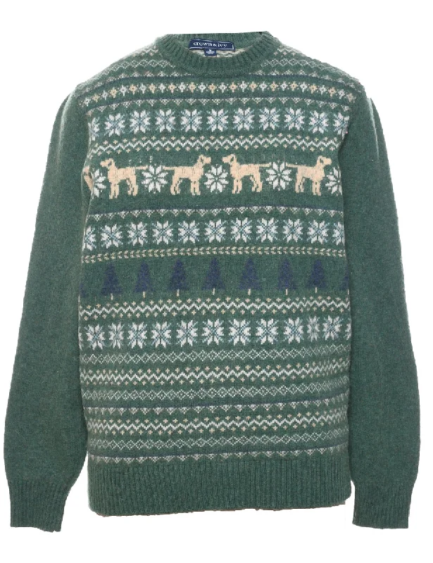 Nordic Green Jumper - L Chenille Fabric Brocade Fabric Lace Fabric