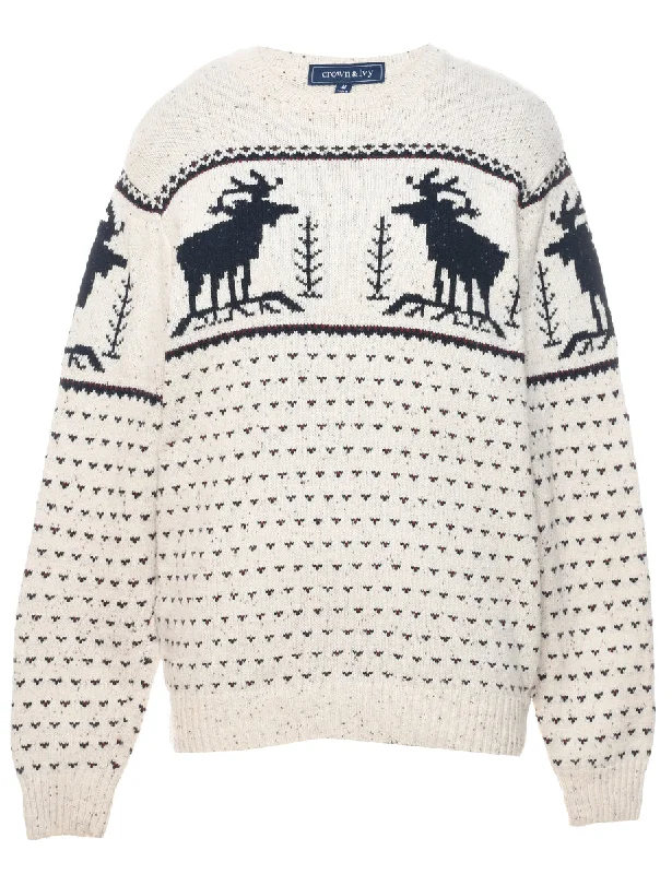Nordic Off White Jumper - XL Fleece Sweater Nylon Polyester