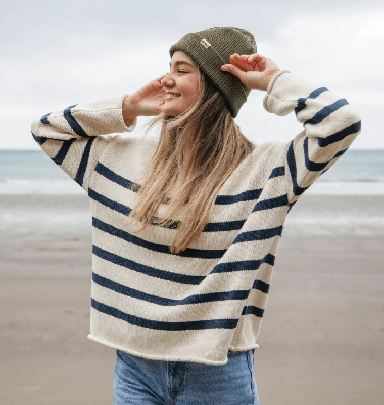Offshore Oversized Striped Knitted Jumper Transparent Opaque Sheer