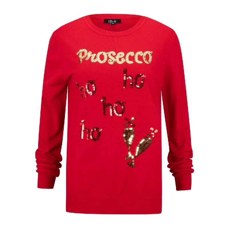 Prosecco Ho Ho Ho Christmas Jumper Turtle Neck Boat Neck Asymmetrical Neck