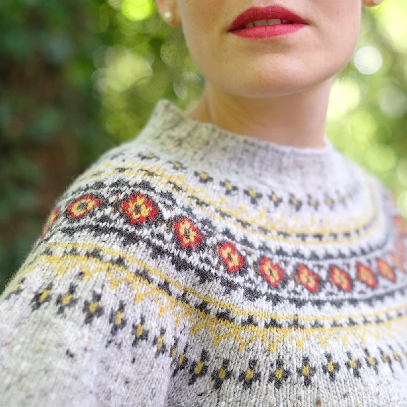 Pure wool fair isle jumper in beige Denim Fabric Leather Fabric Suede Fabric