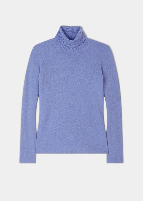 Rebecca Ladies Roll Neck Jumper In Sweet Lavender Transparent Opaque Sheer