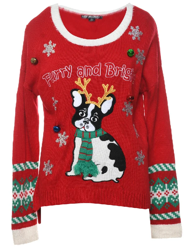 Red Christmas Jumper - L Cashmere Blend Cotton Blend Poly Blend