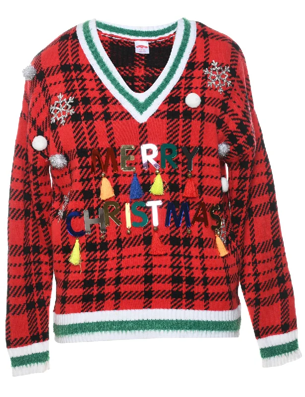 Red Christmas Jumper - S Seamless Knitted Crochet