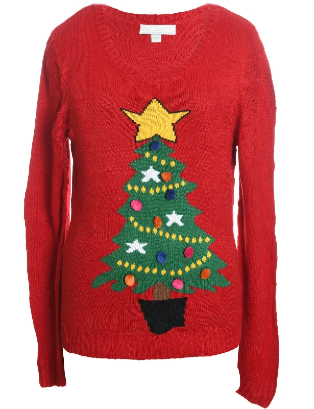 Red Christmas Jumper - XL Long Sweater Short Sweater Cropped Sweater