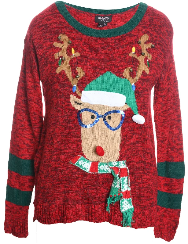 Reindeer Christmas Jumper - M Lace Blend Ribbed Blend Corduroy Blend