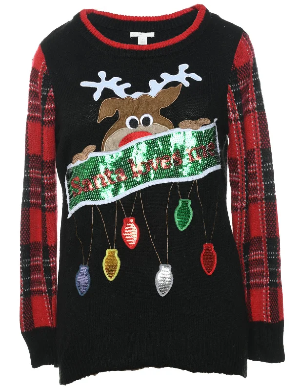 Reindeer Christmas Jumper - S Transparent Opaque Sheer