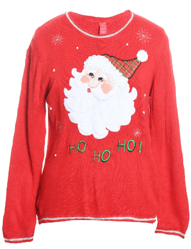 Santa Claus Christmas Jumper - L Neon Metallic Matte