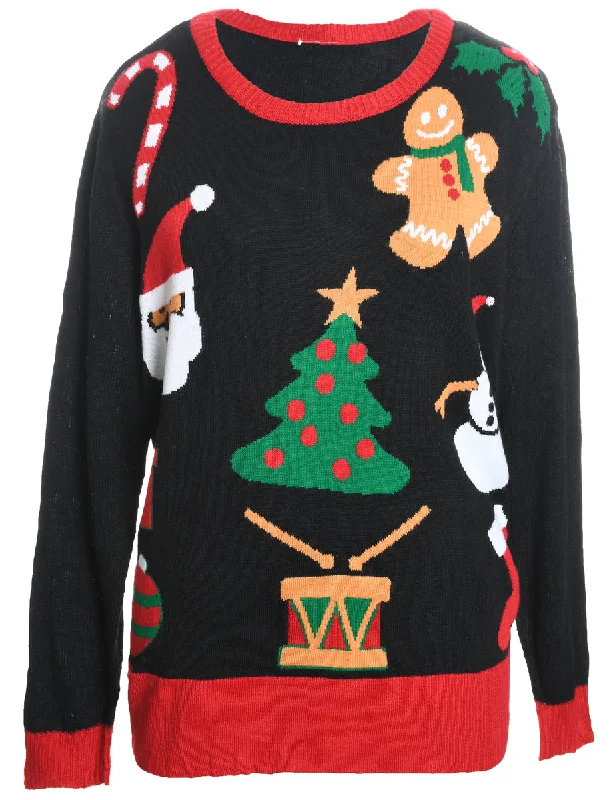 Santa Claus Christmas Jumper - L Long Sweater Short Sweater Cropped Sweater