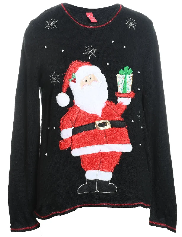 Santa Claus Christmas Jumper - M Open Front Closed Front Wrap Front