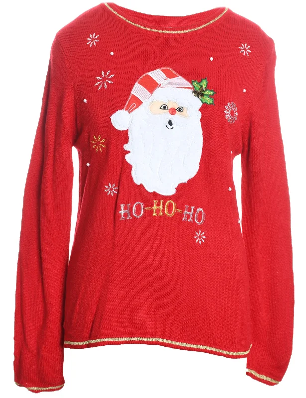 Santa Claus Christmas Jumper - M Lace Blend Ribbed Blend Corduroy Blend