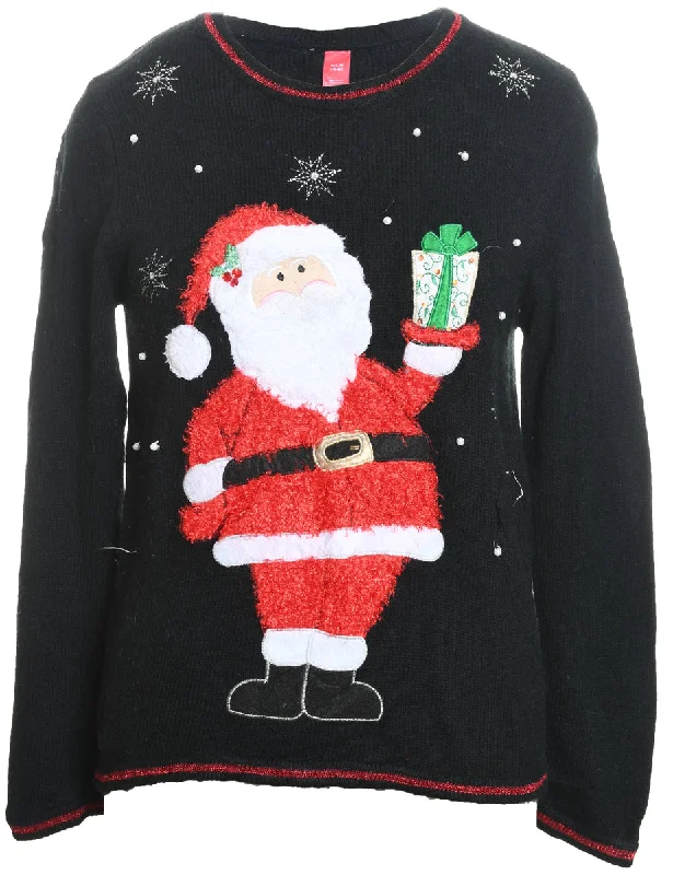 Santa Claus Christmas Jumper - S Spandex Blend Rayon Blend Denim Blend