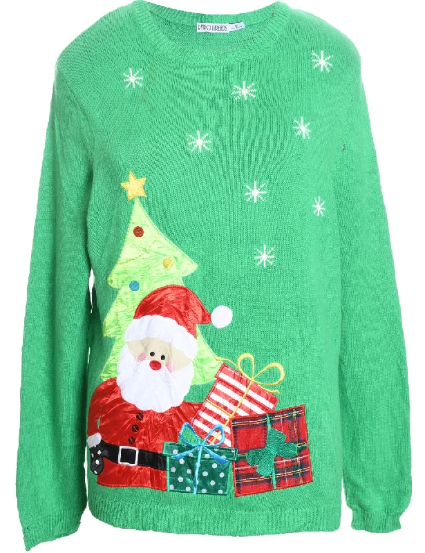 Santa Claus Christmas Jumper - XL Neon Metallic Matte
