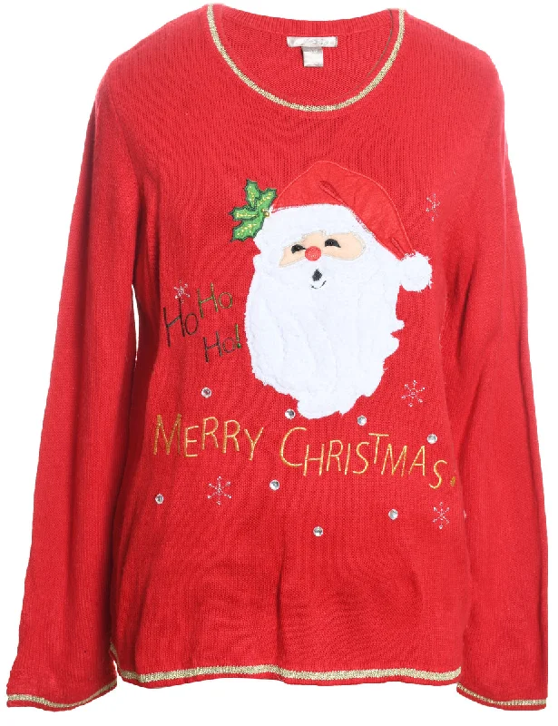 Santa Claus Christmas Jumper - XL Jersey Fabric Tulle Fabric Batik Fabric