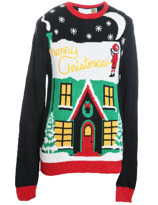 Santa Claus Design Multi-Colour Knit Christmas Jumper - S Nylon Fabric Polyester Fabric Spandex Fabric