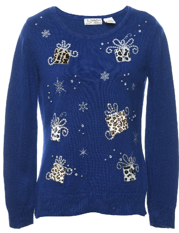 Snowfall Design Christmas Jumper - S Open Front Closed Front Wrap Front