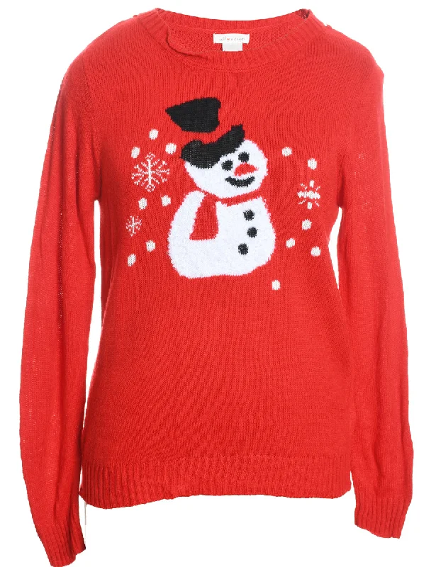 Snowman Christmas Jumper - L Cotton Fabric Linen Fabric Terry Fabric