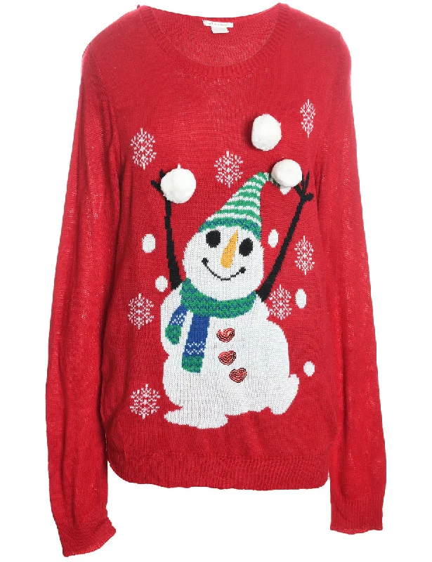 Snowman Christmas Jumper - L Layered Multi-layer Single Layer