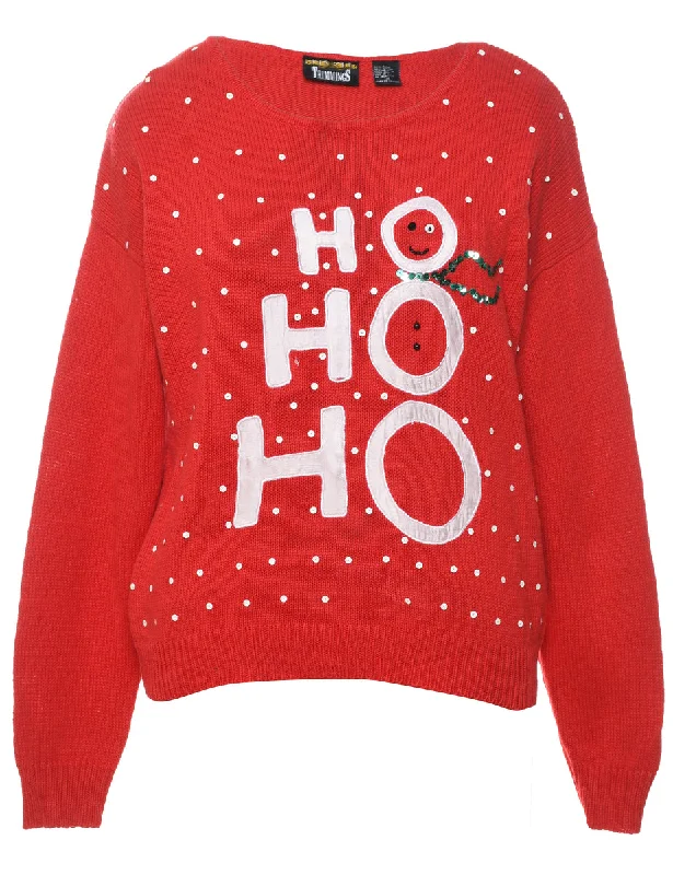 Snowman Christmas Jumper - M Notch Collar Peter Pan Collar Cowl Neck