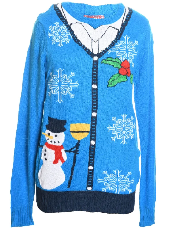 Snowman Christmas Jumper - M Anti-Pilling Anti-Shrink Durable
