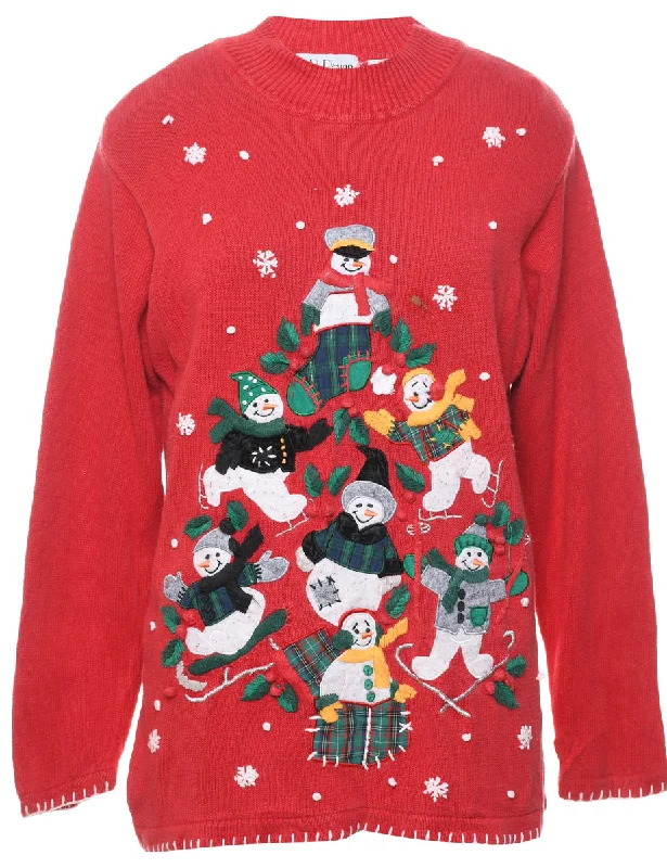 Snowman Christmas Jumper - M Nylon Fabric Polyester Fabric Spandex Fabric