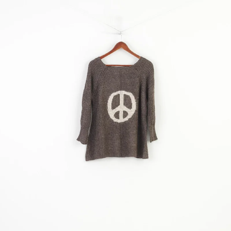 Vintage Women S Jumper Brown Wool Mohair Blend Peace 2/3 Sleeve Knitwear Made in Italy Vintage Top Lightweight Heavyweight Midweight Vintage Women S Jumper Brown Wool Mohair Blend Peace 2/3 Sleeve Knitwear Made in Italy Vintage Top Lightweight Heavyweight Midweight