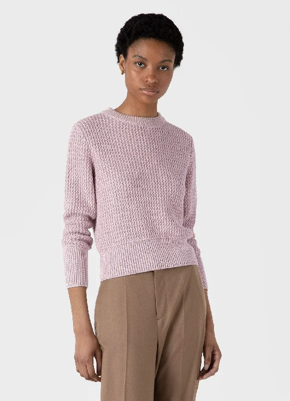 Women's Cotton Stitch Jumper in Pink Satin Fabric Silk Fabric Chiffon Fabric