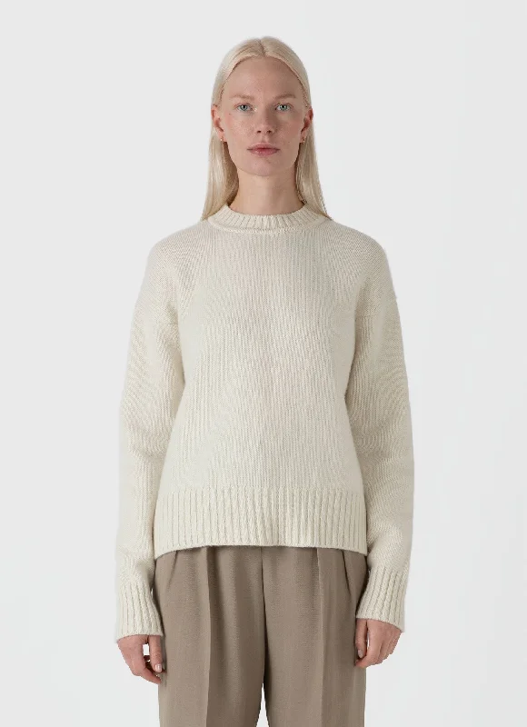 Women's Roxburgh Cashmere Jumper in Undyed Real Fur Shearling Chenille