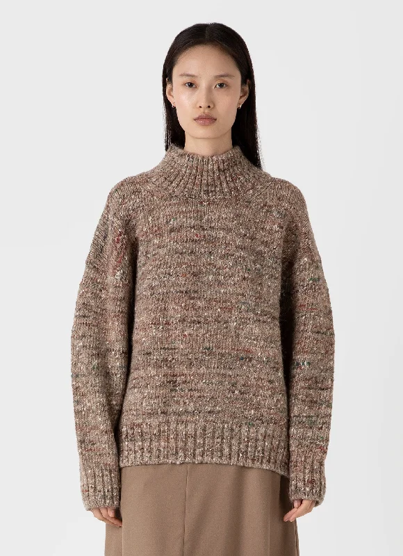 Women's Oversized Textured Jumper in Camel Donegal Jersey Fabric Tulle Fabric Batik Fabric Women's Oversized Textured Jumper in Camel Donegal Jersey Fabric Tulle Fabric Batik Fabric